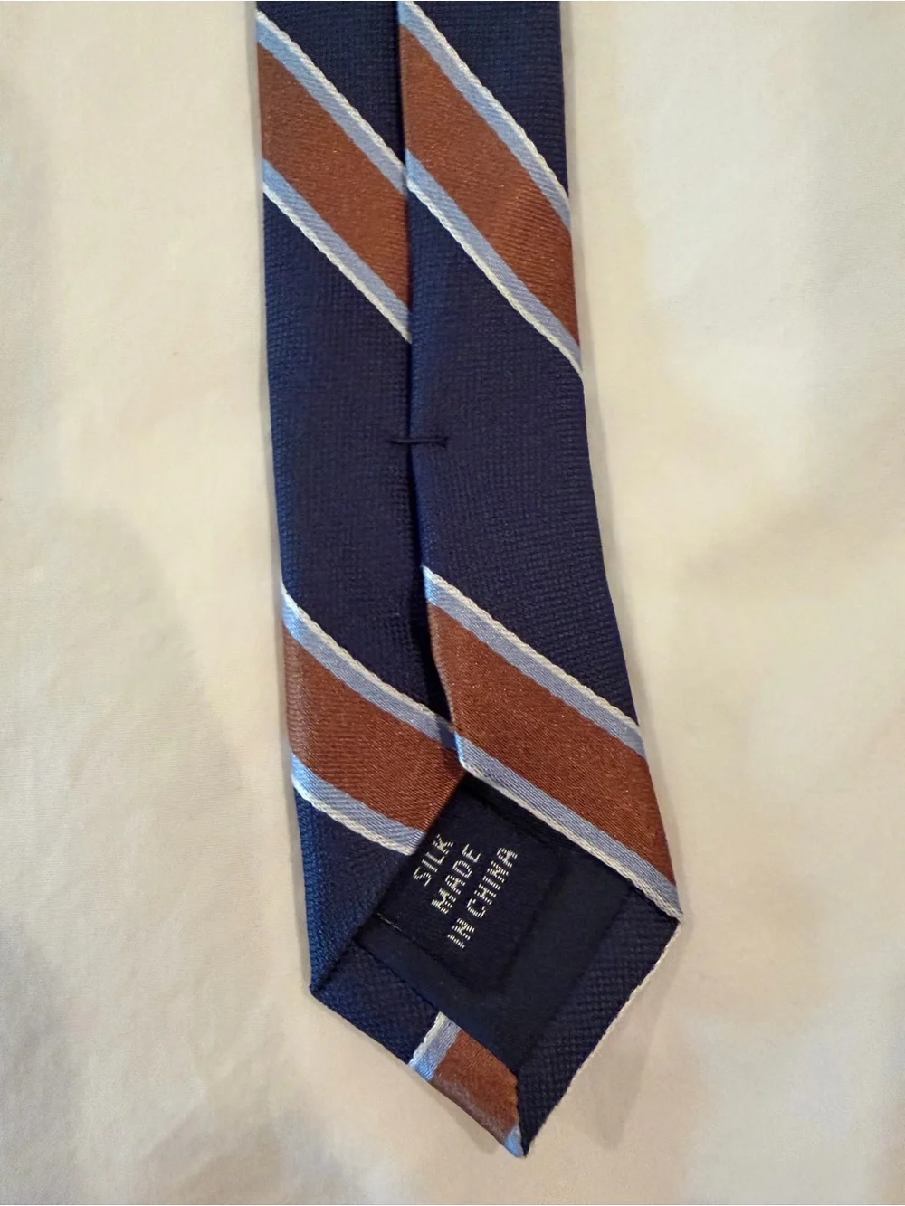 Classic Navy and Brown Striped Men's Tie